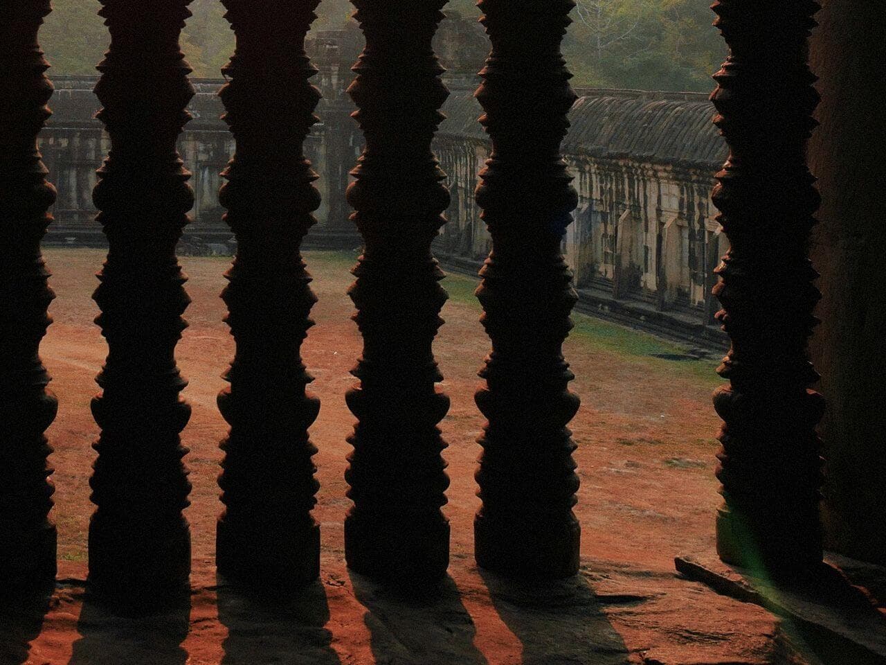 Cambodian temple pillars