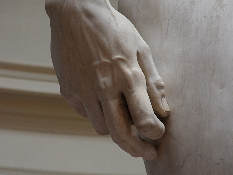 Michelangelo's David hand, Uffizi gallery  