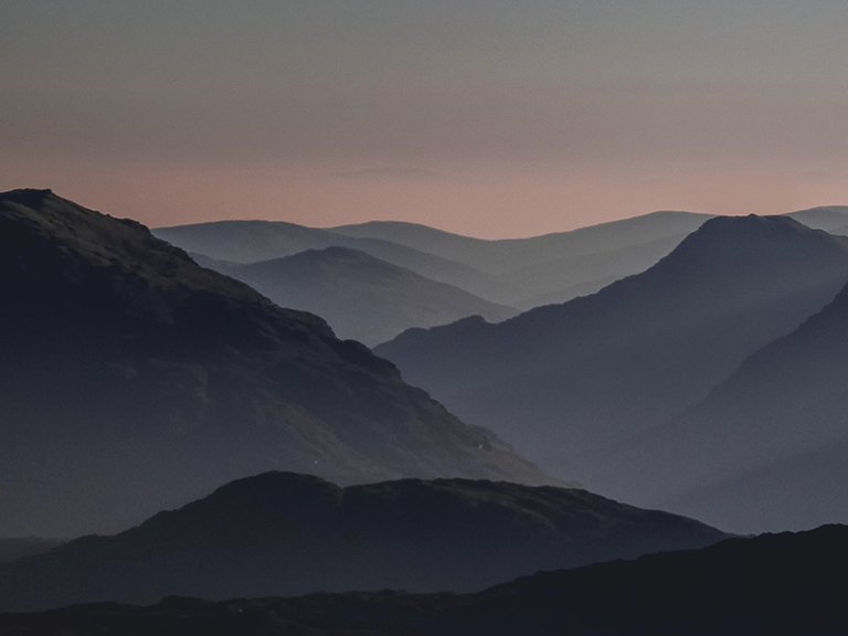 Mountain range at dusk